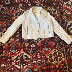 Cream Faux Leather Jacket
